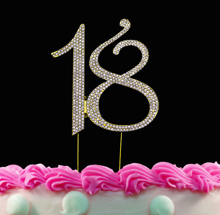 18th Birthday Cake Toppers Crystal Cake Topper 18 Silver or Gold