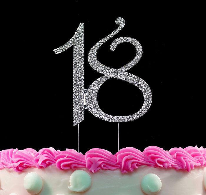 18th Birthday Cake Toppers Crystal Cake Topper 18 Silver or Gold