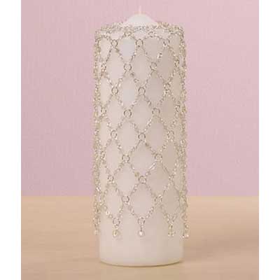 Pillar Candle Silver Drape