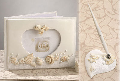 Beach Theme Wedding Guest Book and Pen Set