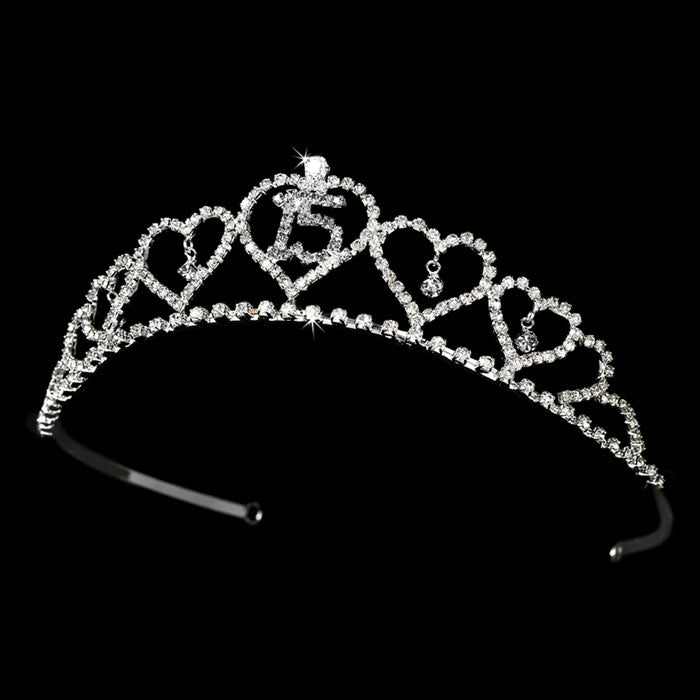 Sweet 15 Quinceañera Rhinestone Covered Tiara in Silver