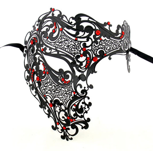 Men Devil Skull Laser Cut Half Face Black Masquerade Mask