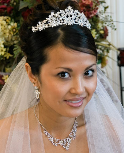 Swarovski Crystal and White Pearl Bridal Tiara