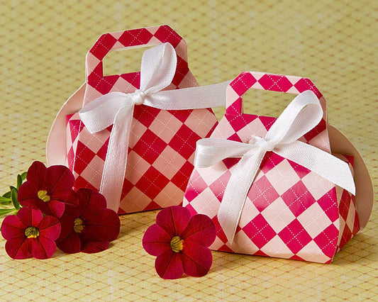 24 Plaid Pink Purse Favor Boxes Bridal Shower Favors Lady Nightout Party Favors