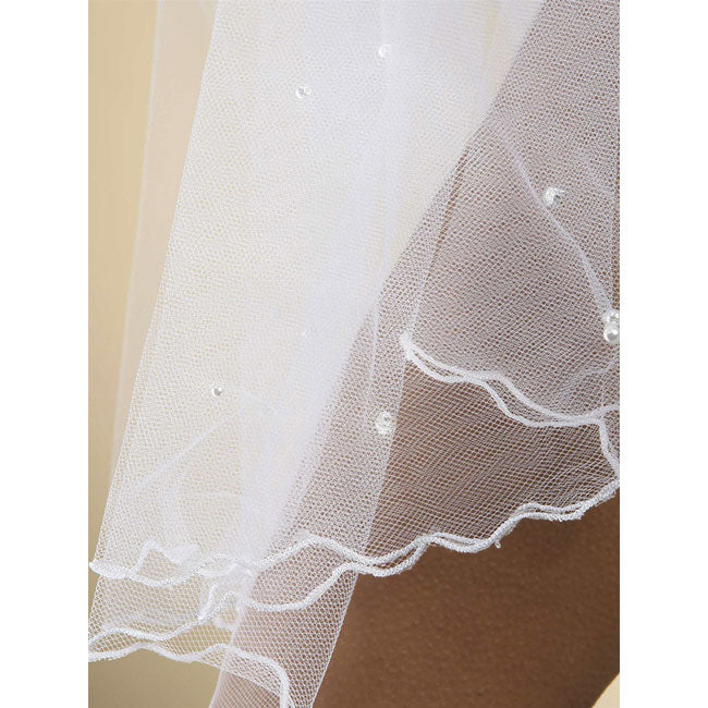 Scalloped Bridal Veil with Scattered Pearls & Swarovski Crystals