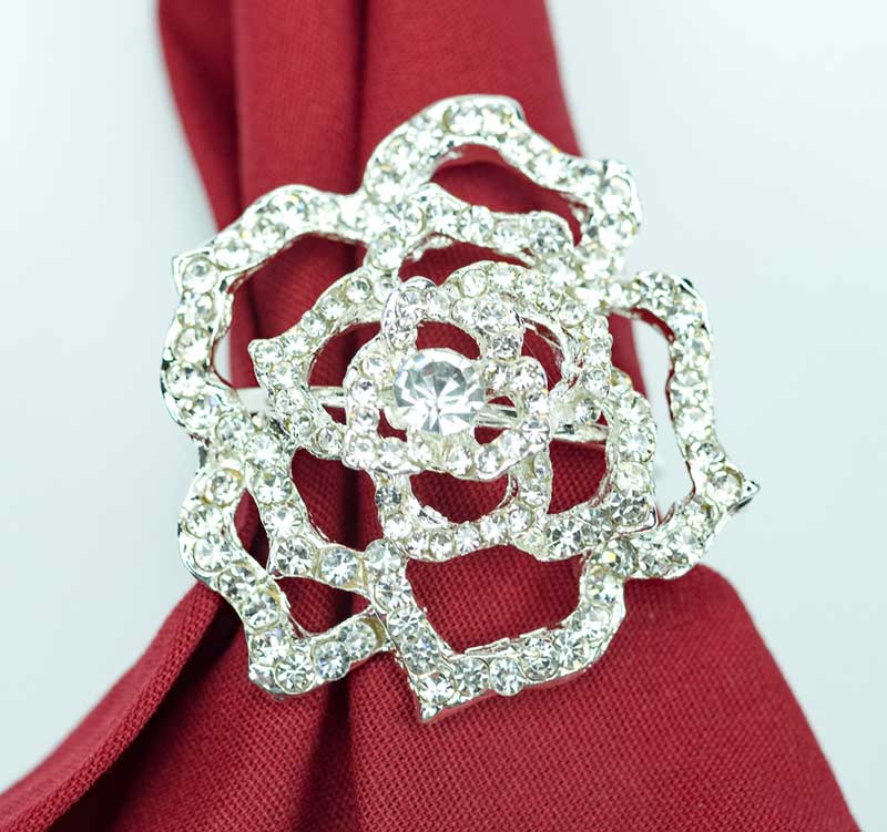 Filigree Rose Napkin Rings Set of 4 Sparkling Napkin Holders