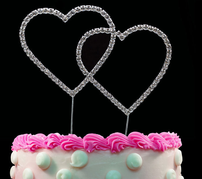 Double Heart Cake Topper Bling Crystal Cake Toppers Weddings