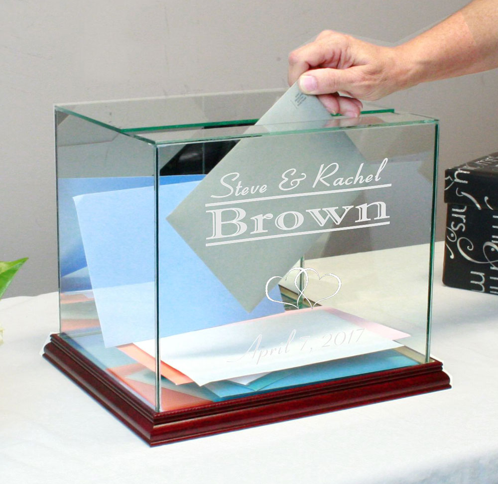 Glass Wedding Card Box Personalized Rectangle Money Box