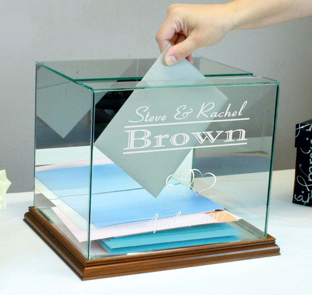 Glass Wedding Card Box Personalized Rectangle Money Box