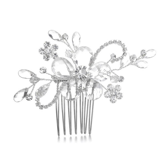 Elegant Hair Comb with Faceted Crystal Spray